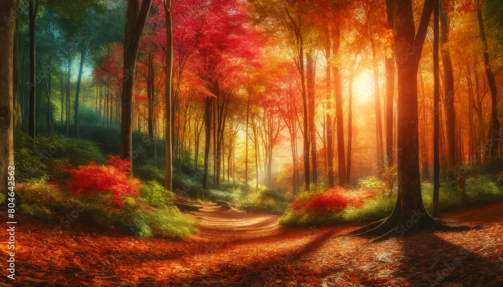 Beautiful autumn landscape, autumn forest on a sunny day