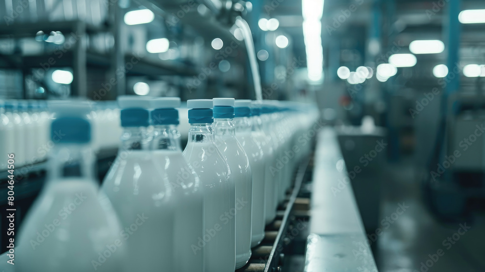 Production of milk bottles at the factory.
