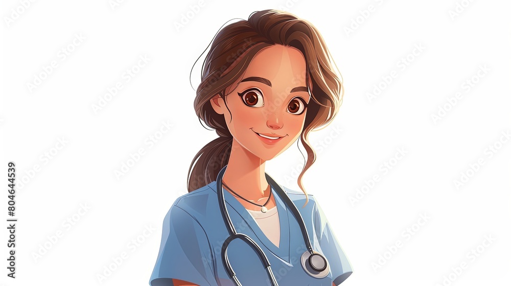 Illustration of healthcare worker nurse in uniform cartoon design Illustration of healthcare worker nurse in uniform cartoon design