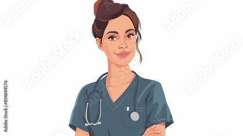 Woman nurse healthcare worker in uiform illustration design isolated photo