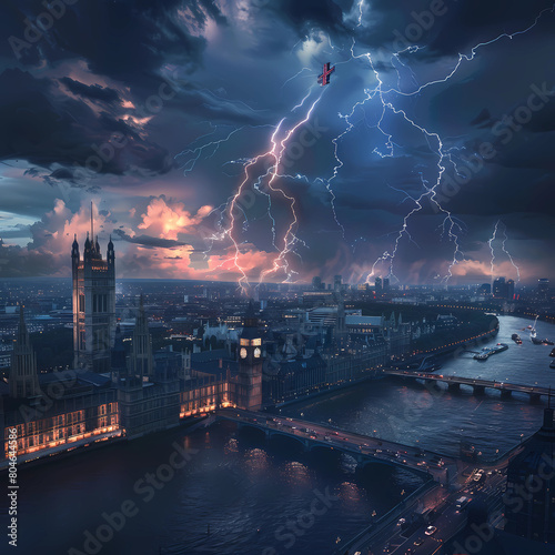 ai interpretation of a storm hitting London England 