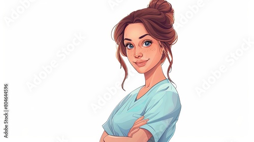 Woman nurse healthcare worker in uiform illustration design isolated photo