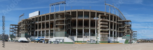 Elche, Alicante, Spain, May 3, 2024: Panoramic of the west side and south end of the Martinez Valero stadium of the Elche football club. Elche, Alicante, Spain photo