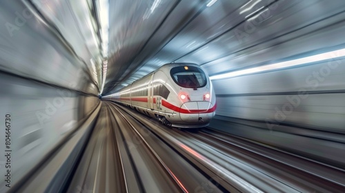 High-speed train in motion through tunnel