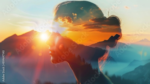 Sunset dreams - double exposure portrait