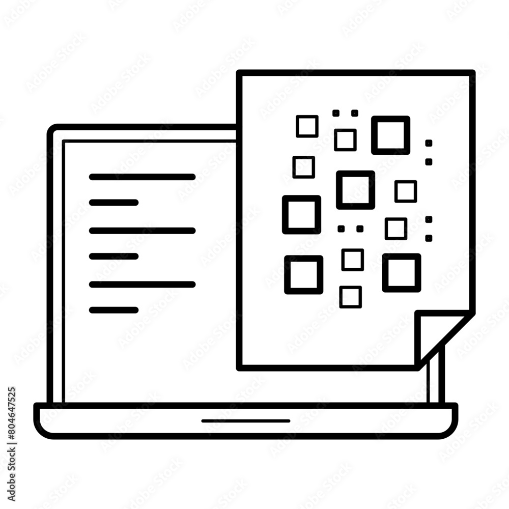 Digital Data icon with a laptop and digital page. Laptop and Digital Page Vector. Data Management on trasparent background. Digital Data icon with a laptop and digital page. Laptop and Digital Page Vector. Data Management on trasparent background.