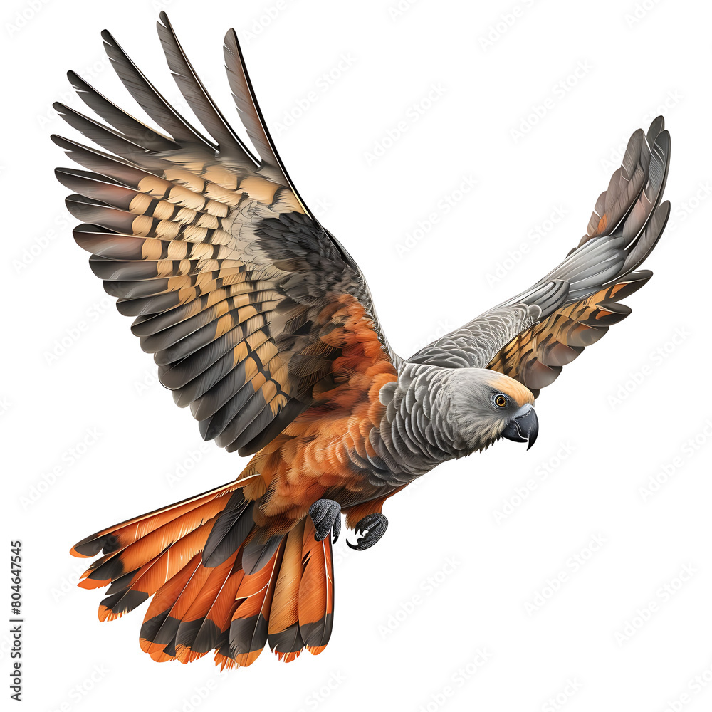 Obraz premium Grey Brown Orange Kākā Vector with Long Hook Beak