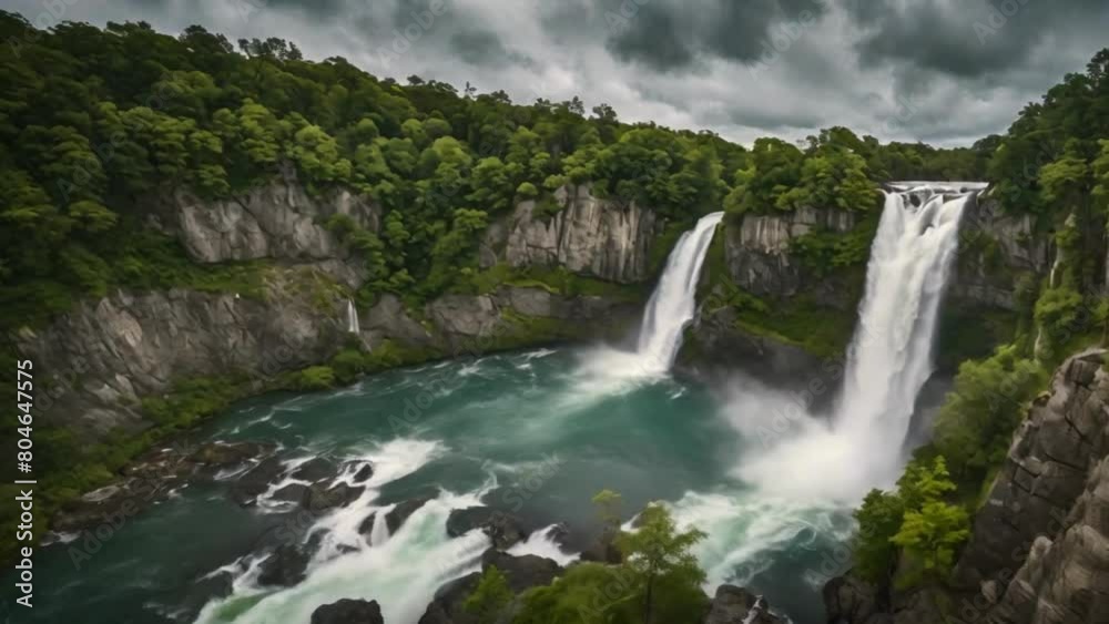 Aerial Over Majestic Waterfall Aerial Over Majestic Waterfall
