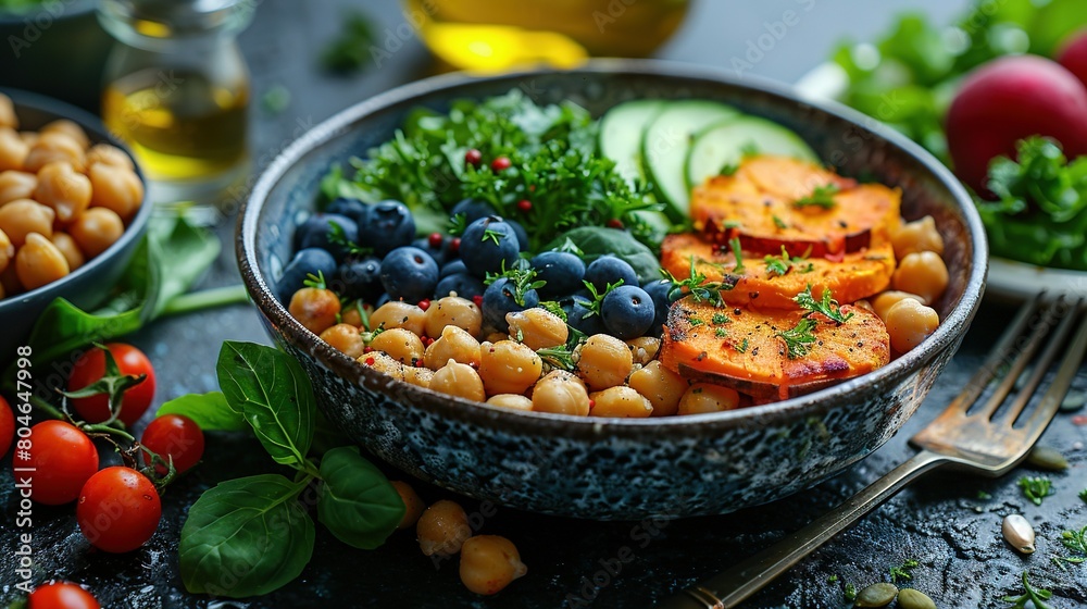 A zoomed-in photo featuring a bowl filled with various veggies like tomatoes, cucumbers & radishes A zoomed-in photo featuring a bowl filled with various veggies like tomatoes, cucumbers & radishes
