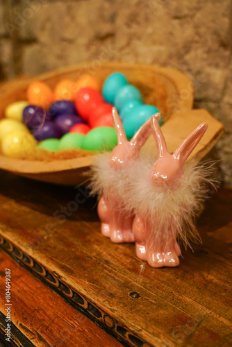 Easter eggs. Easter Bunny. An Orthodox and Catholic Easter card.