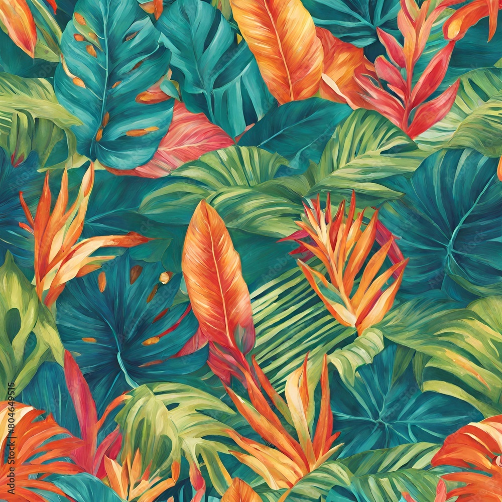 Tropical Fruit Fiesta: A Vibrant Pattern of Sliced Fruits for a Summery Touch - Summer Sunset: A Watercolor Symphony of Tropical Hues (2)