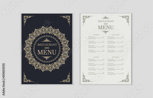 luxury Food Menu Design template Layout for restaurant, Editable Food menu card template design