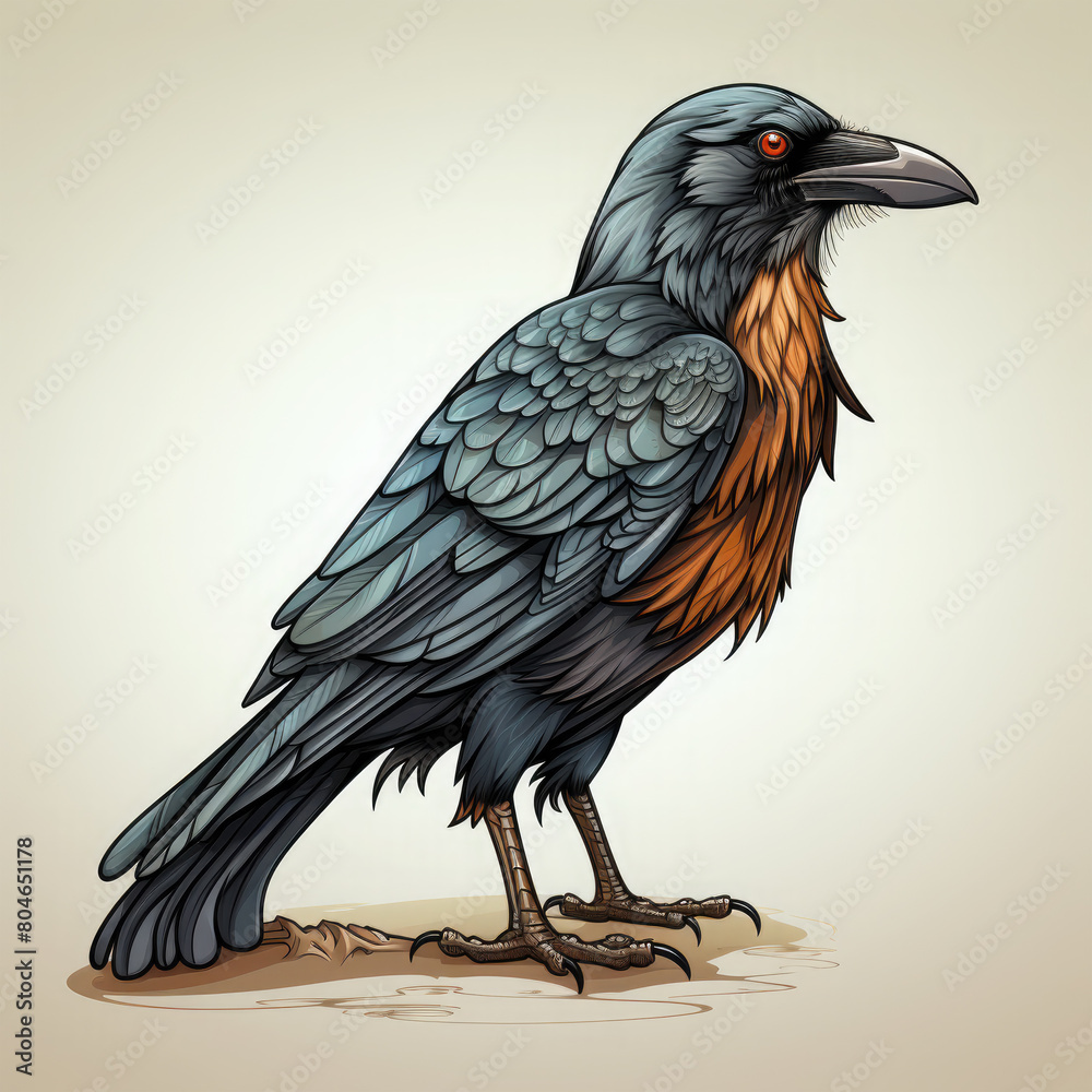 Fototapeta premium Watercolor Crow vector, clipart Illustration, Generative Ai