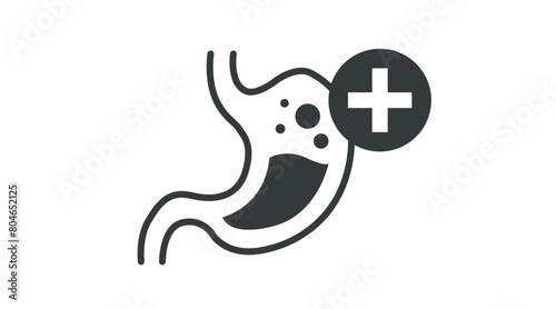 Stomach Icon. Vector isolated illustration of a stomach and a medical cross symbol