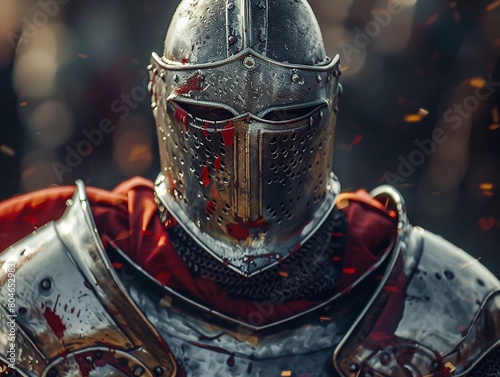 An image of a knight warrior in full armor, exuding strength and valor, with copy space 8K , high-resolution, ultra HD,up32K HD