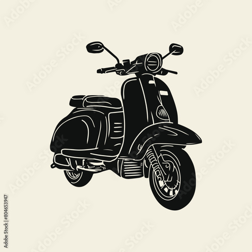 classic scooter motorcycle hand drawing vintage style vector design