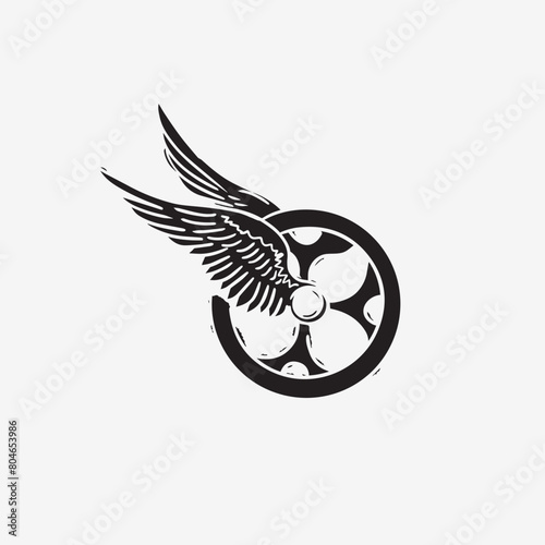 Wheels and Wings Hand Drawing Vintage Retro Vector Style