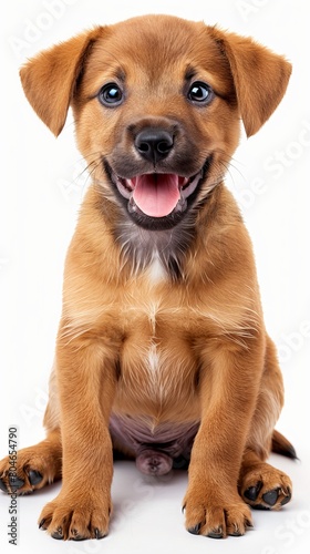Close up portrait of a puppy isolated on white background
