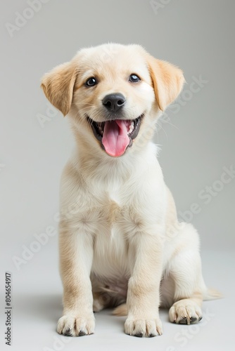 Close up portrait of a puppy isolated on white background