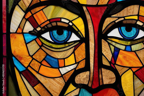 Experience pop art stained glass with bold colors and a Black Friday cross. Playful Christian art for a vibrant aesthetic.