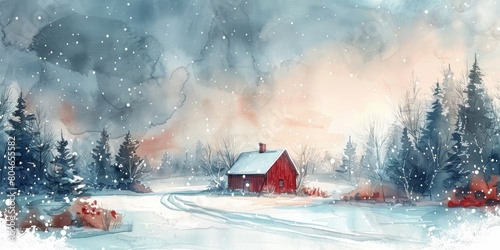 Winter Wonderland Countryside Scene Generative AI © Paul
