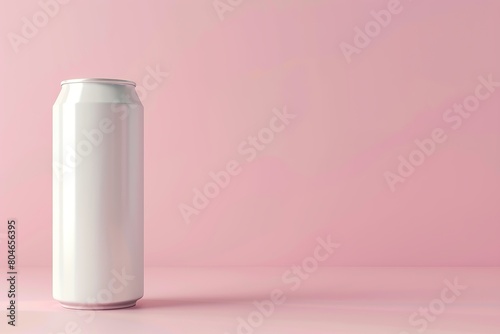 Blank aluminum can on pink background
