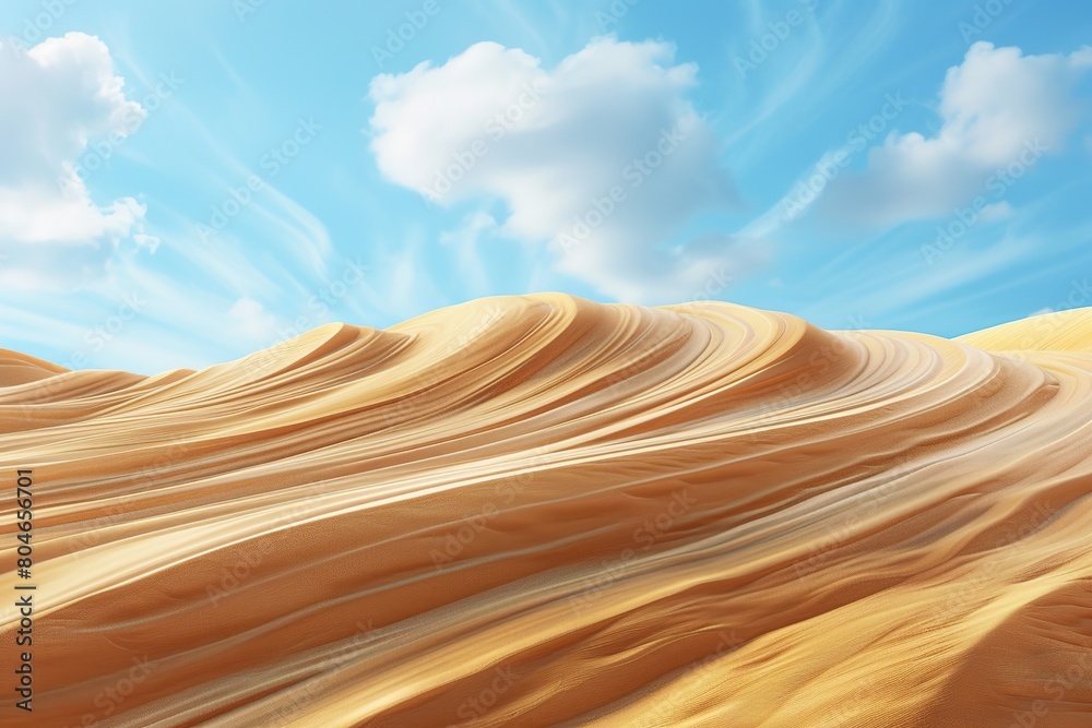Naklejka premium Sahara desert dunes with sand waves on blue sky background