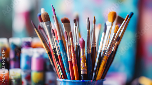 Colorful artist paint brushes - symbol of art and creativity