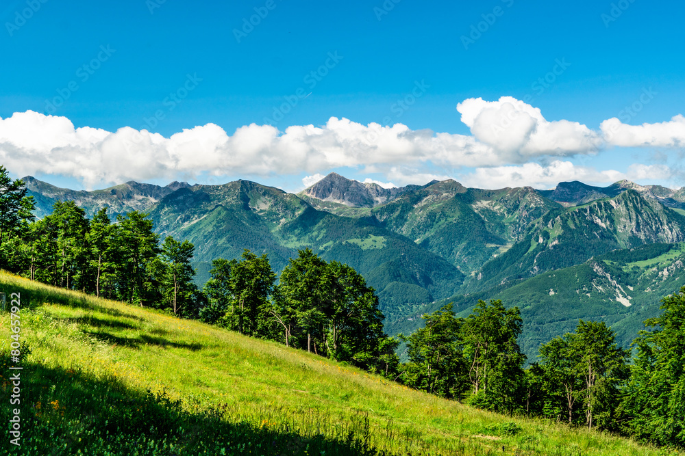 View of the peaks of the Maritime-Alps from the Alpet mount on a sunny summer day View of the peaks of the Maritime-Alps from the Alpet mount on a sunny summer day