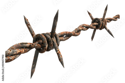Barbed wire for safety and barrier isolated on transparent background.