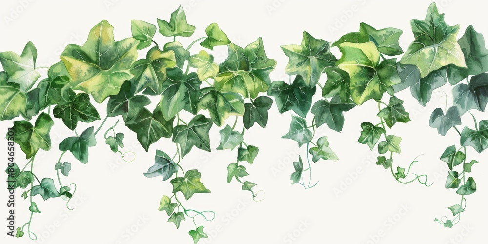 Whimsical Green Ivy Watercolor Composition Generative AI Whimsical Green Ivy Watercolor Composition Generative AI