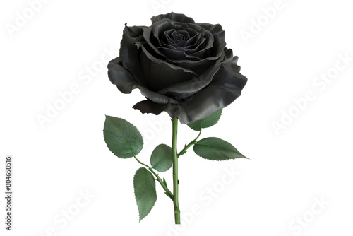 Black rose isolated on transparent background.