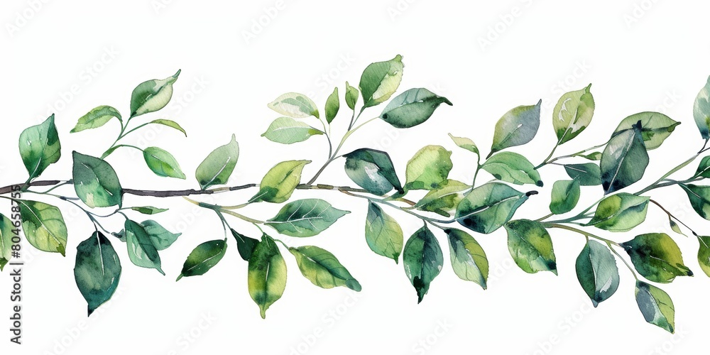 Watercolor Botanical Illustration of Greenery Generative AI Watercolor Botanical Illustration of Greenery Generative AI