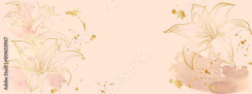 golden roses on pink watercolor