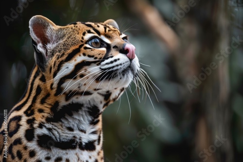 Stark Ocelot - Beautiful Leopard-Like Cat Mammal in Nature photo
