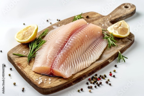 Tilapia Fillet on a White Background - Perfect for Cooking Delicious Recipes of Fresh Fish Steak