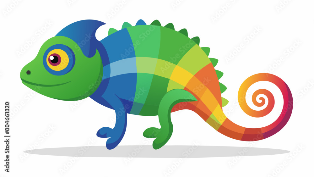 Fototapeta premium A chameleon changing colors rapidly representing the ability of someone with bipolar disorder to adapt to different moods.. Vector illustration