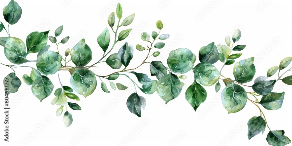 Eucalyptus Floral Wreath on White Background Generative AI