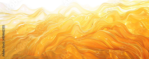 Golden Sunrise Waves, Warm Yellow and Orange Wavy Abstract, Sunrise Inspired, Isolated on White