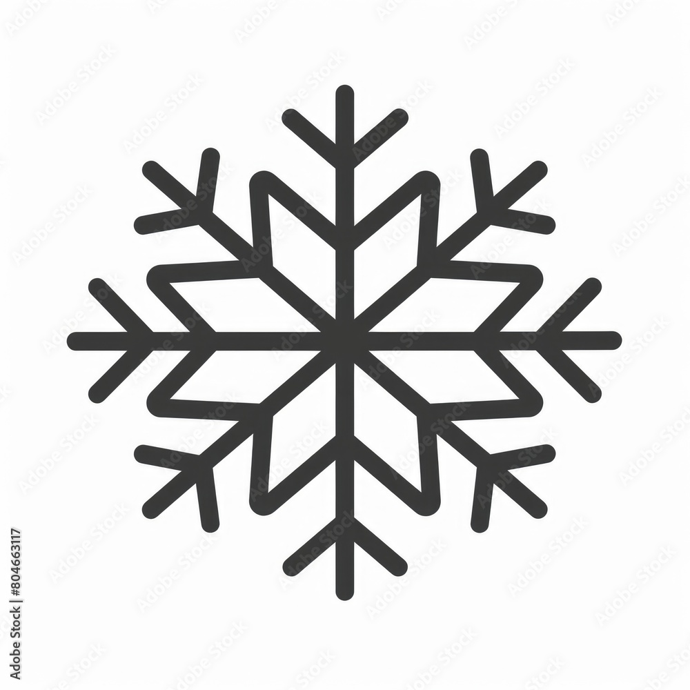 Solid Snowflake in Line Style. Winter Symbol of Cold Weather, Ice Crystals, and Meteorology Solid Snowflake in Line Style. Winter Symbol of Cold Weather, Ice Crystals, and Meteorology