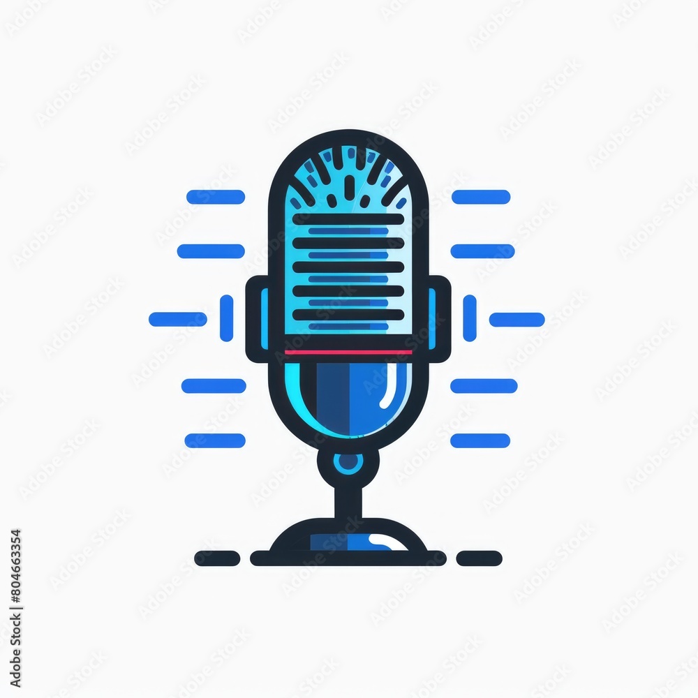 Simple Blue Voice Authentication Icon for Web and Mobile UI/UX - Audio Control and Security Symbol Simple Blue Voice Authentication Icon for Web and Mobile UI/UX - Audio Control and Security Symbol