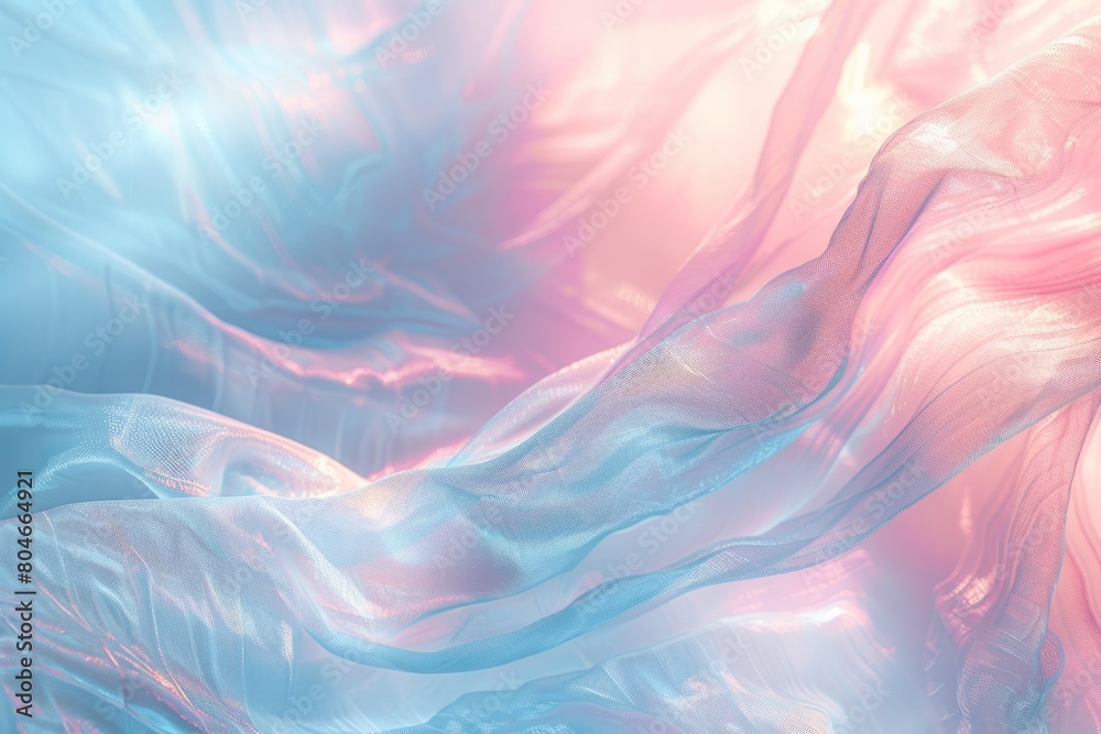 Obraz premium Gentle waves of pink and blue blend together in a blurred abstract background with shining light