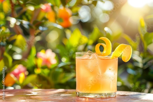 Close-Up of Fresh Citrus Cocktail on Table