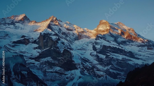 Majestic: Alpenglow on Snowy Alpine Peaks above the Vale 