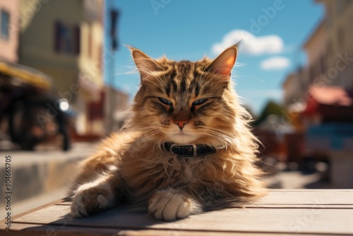 stray cat sitting on the street © Artur