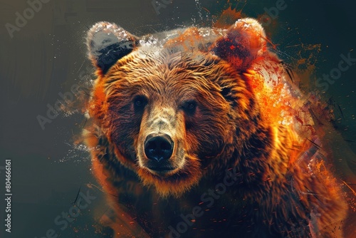 Kodiak Bear: Wild and Majestic Animal in Amazing Wallpaper Illustration  photo