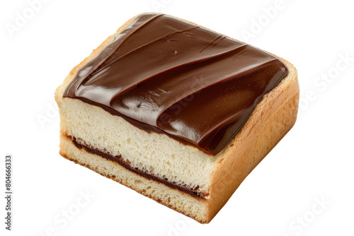 Fresh healthy white bread with chocolate spread isolated on transparent background.