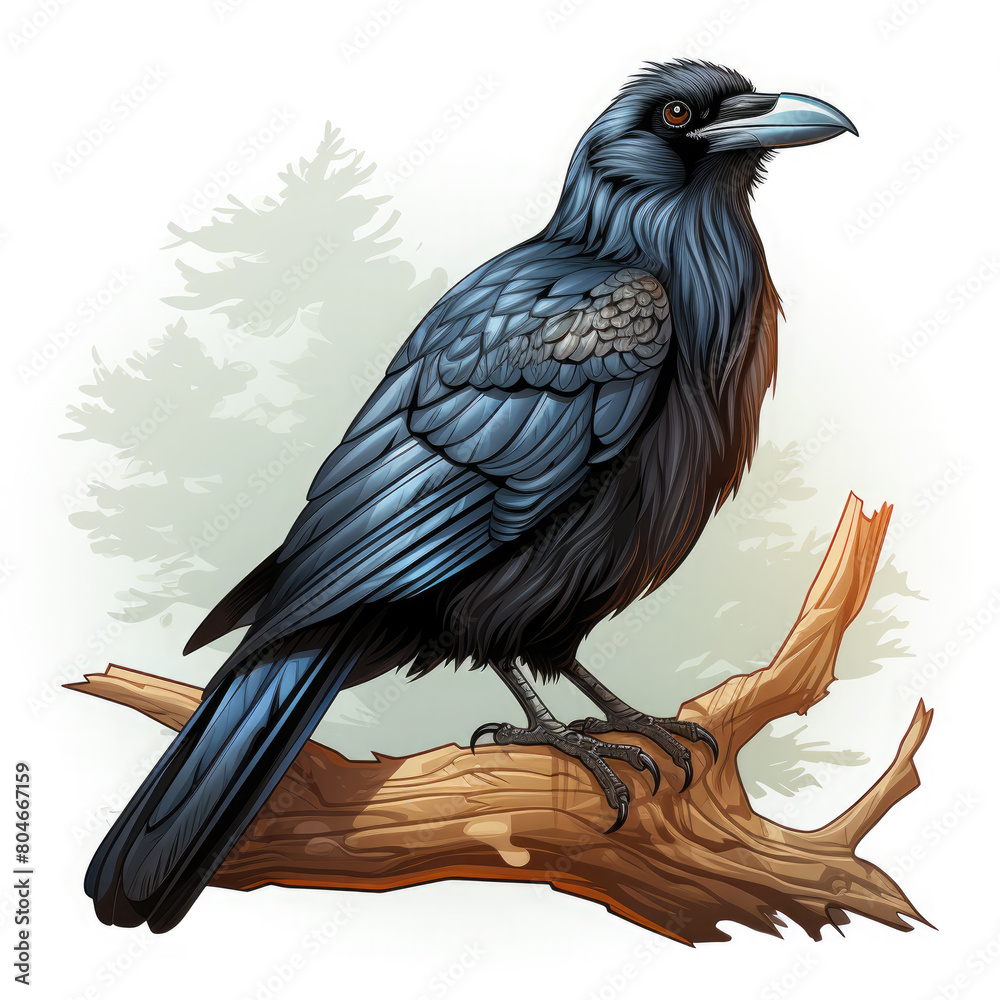 Fototapeta premium Watercolor Raven vector, clipart Illustration, Generative Ai