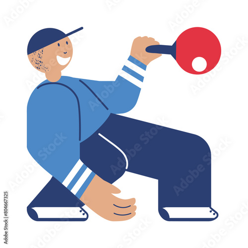 Table tennis. Game with a racket and a ball. Sports. Sketch vector illustration