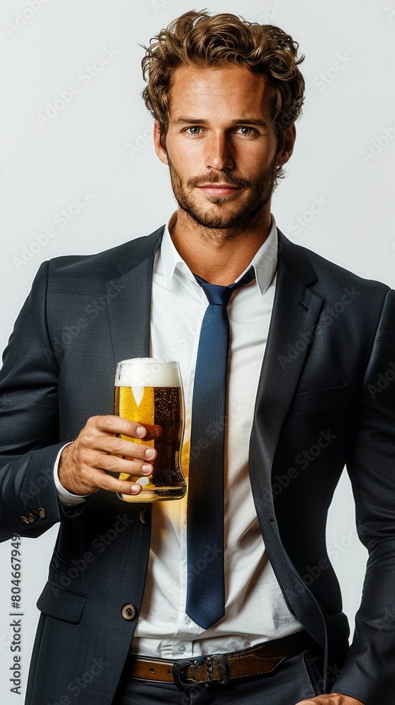 Sophisticated Man Enjoying a Glass of Beer. Generative ai Sophisticated Man Enjoying a Glass of Beer. Generative ai